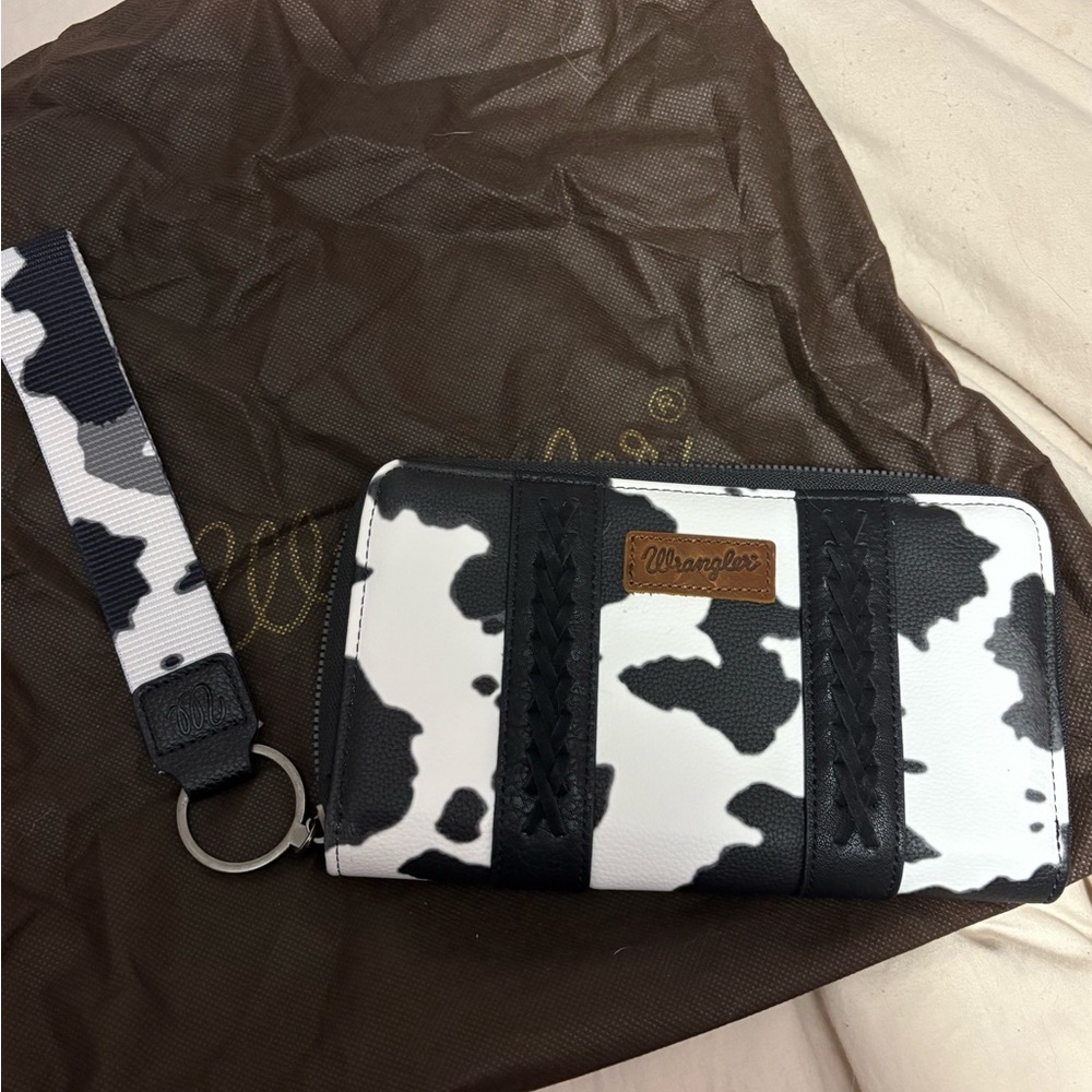 Wrangler Black and White Cow Print Wallet
